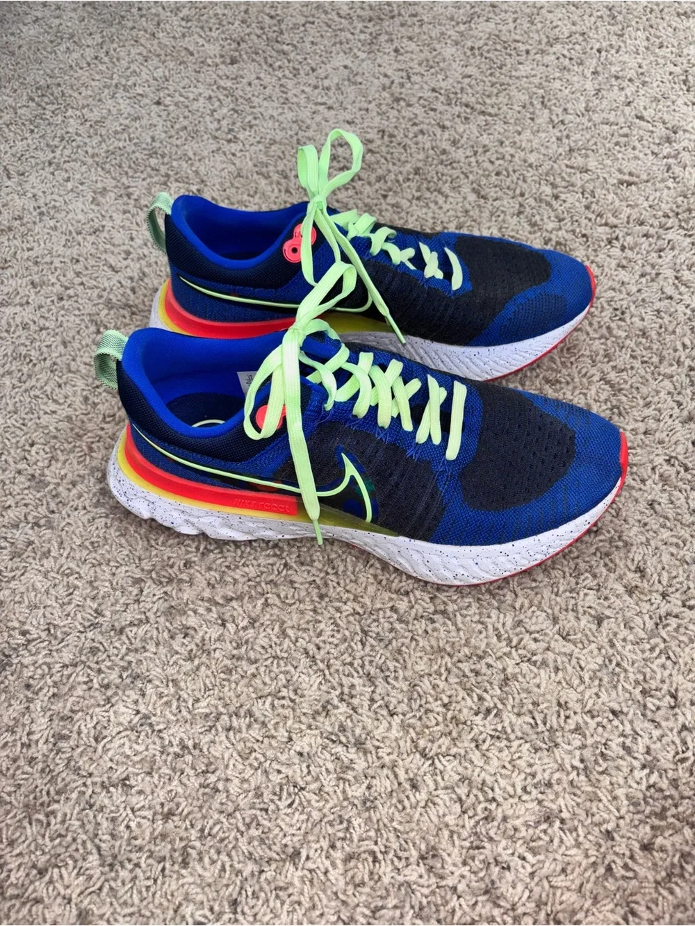 Nike Blue Running Sneakers with Neon Laces